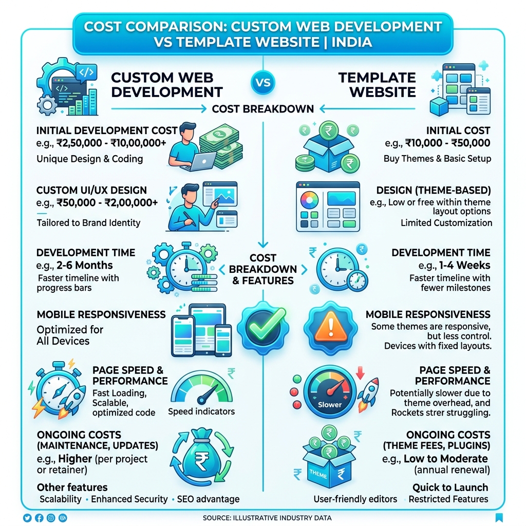 Custom Web Build vs Template Cost Breakdown